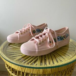 Keds Rifle Paper Co Pink & Blue Embroidered Sneaker Size 6.5